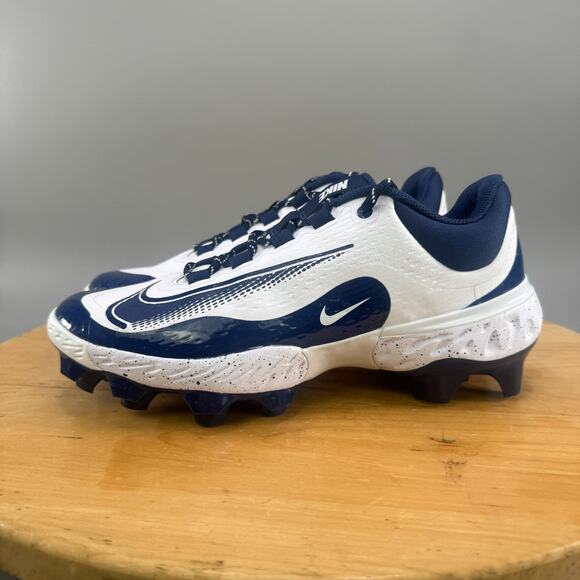Nike Huarache Elite 4 Low MCS Men Size 8.5 White Navy Baseball Cleats FD6255-107 - Picture 3 of 9